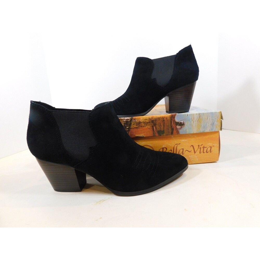 Bella Vita Emilia Pull On Ankle Bootie Boots  sz 10 N  Black Suede